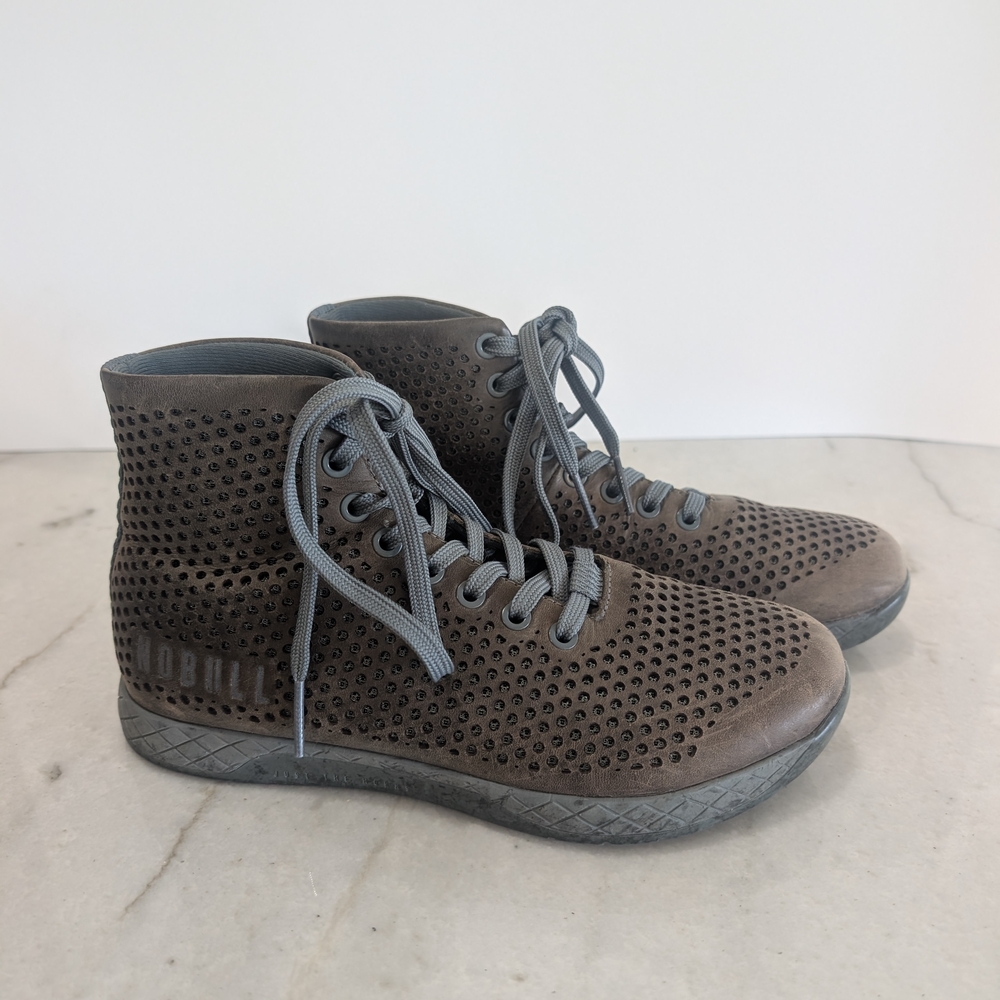 NOBULL Perforated Brown Leather HighTop Weight Lifting Crossfit Sneakers Women 8